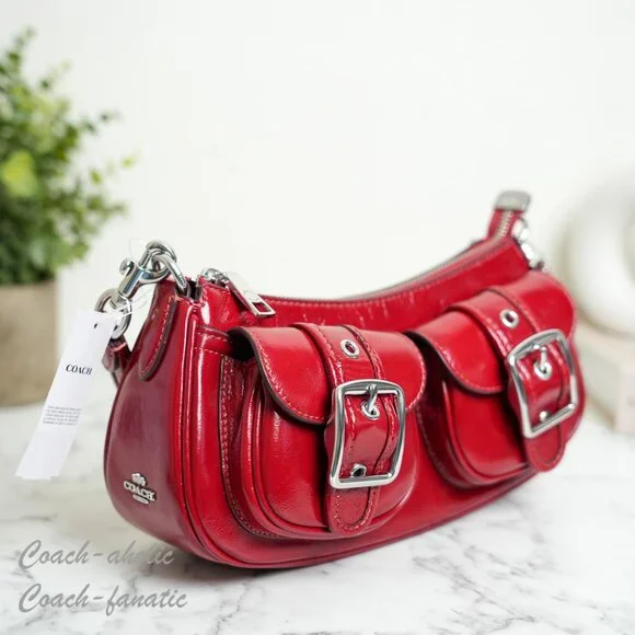 Coach CBJ01 Ashton Leather Shoulder Bag Crossbody in Dark Cardinal - Picture 9 of 11